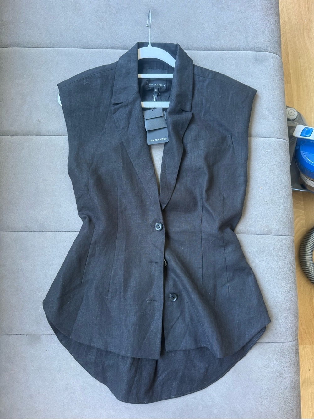 Marissa Webb Black Tailored Sleeveless Blazer vest with open back